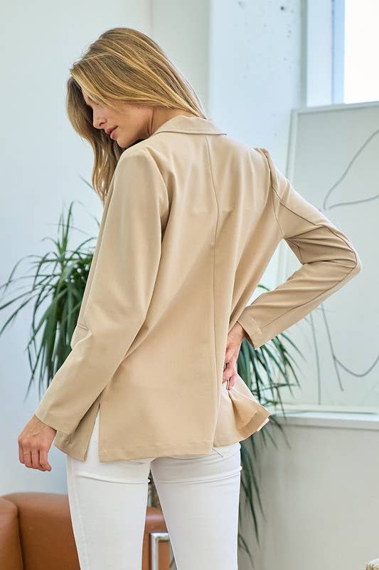 BLAZER WITH SIDE SLITS - KHAKI