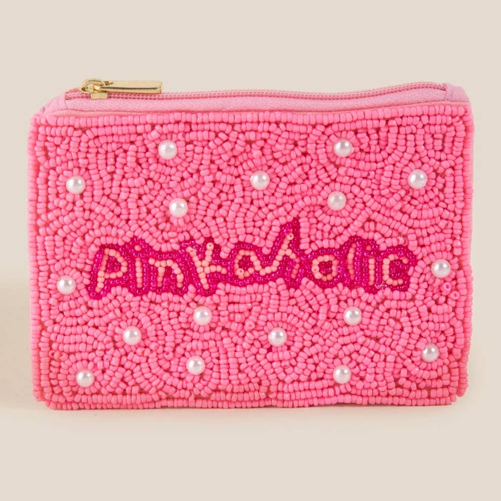 PINKAHOLIC SEED BEAD COIN PURSE - PINK