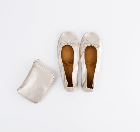 FOLDABLE BALLET FLATS - CHAMPAGNE GOLD