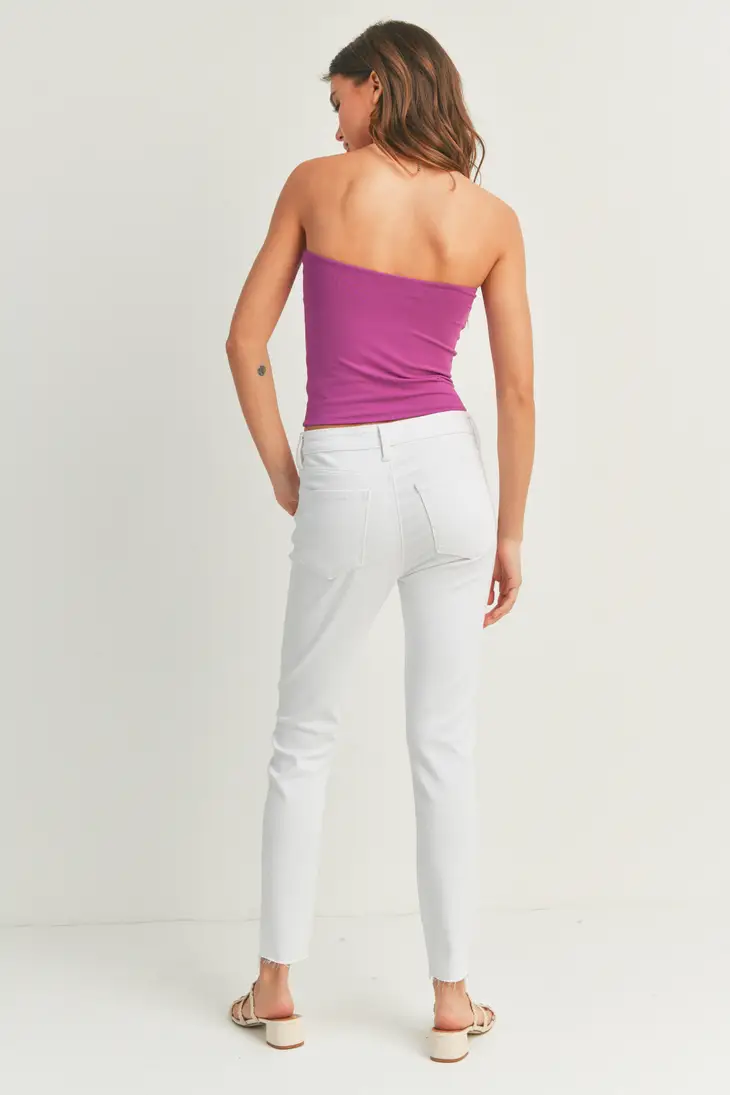 MALIBU SKINNY MID RISE SCISSOR CUT JEANS - WHITE