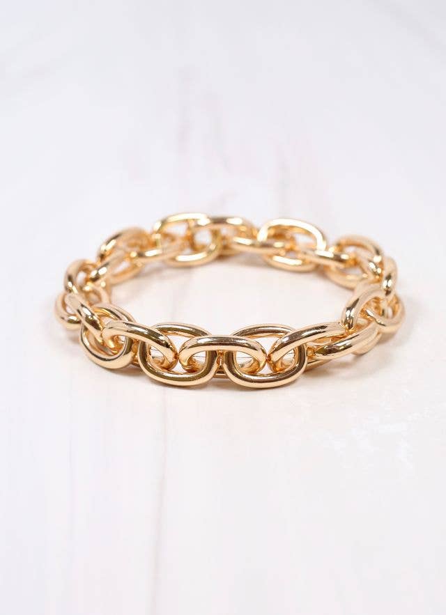 TERESA LINK STRETCH BRACELET - GOLD