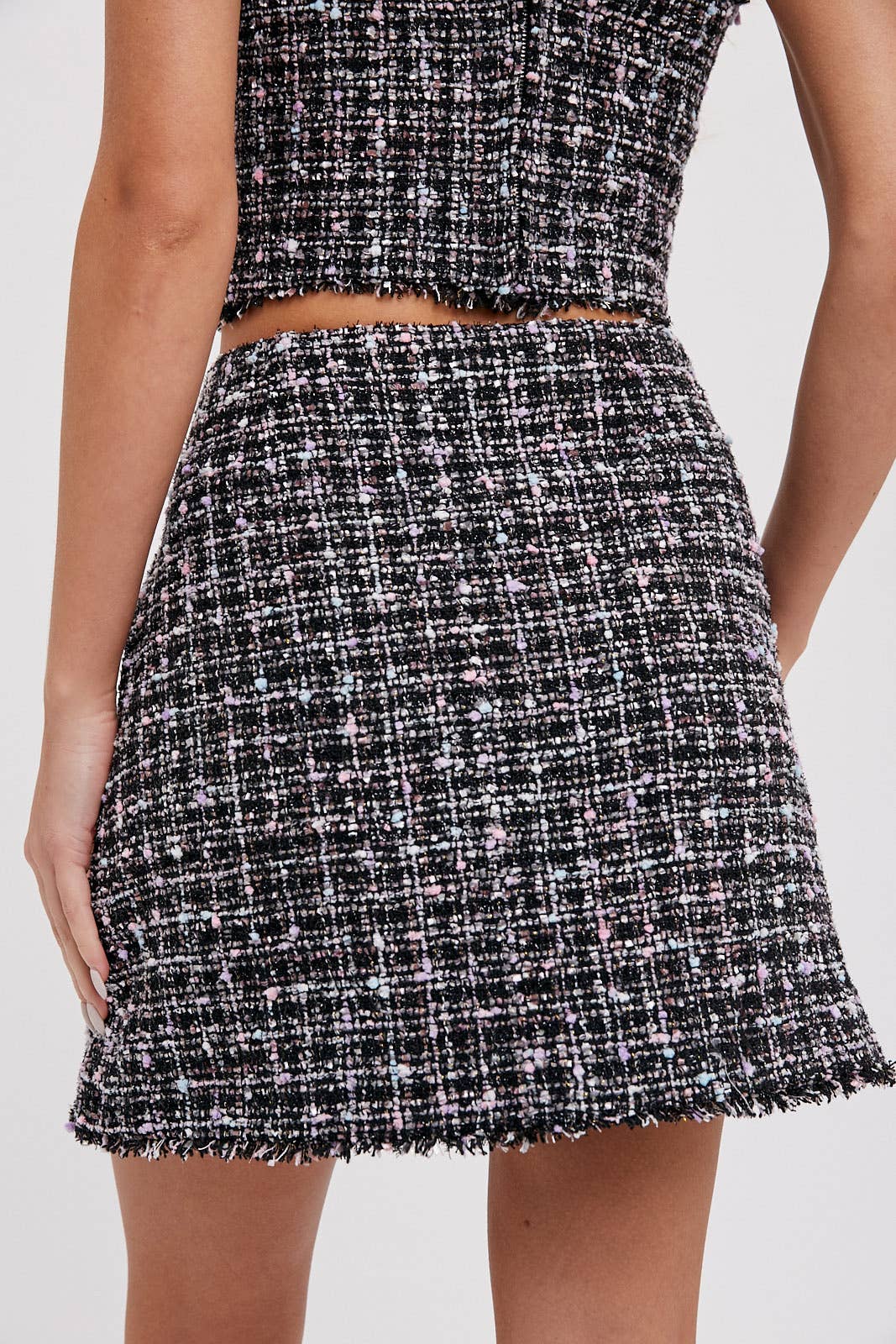 TWEED MINI SKIRT - BLACK