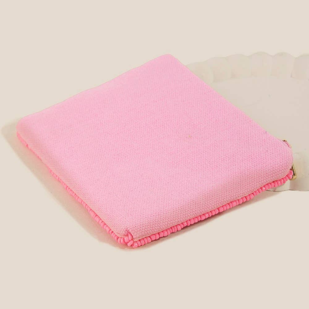 PINKAHOLIC SEED BEAD COIN PURSE - PINK