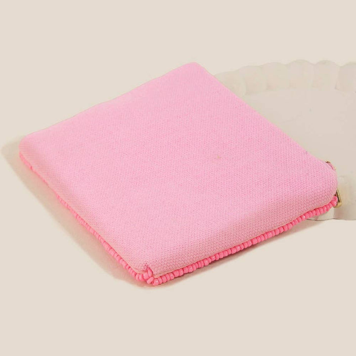PINKAHOLIC SEED BEAD COIN PURSE - PINK