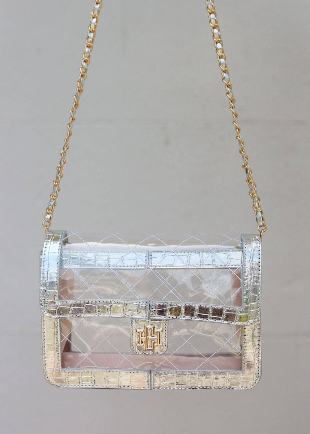 QUINN QUILTED CLEAR BAG - PLATINUM