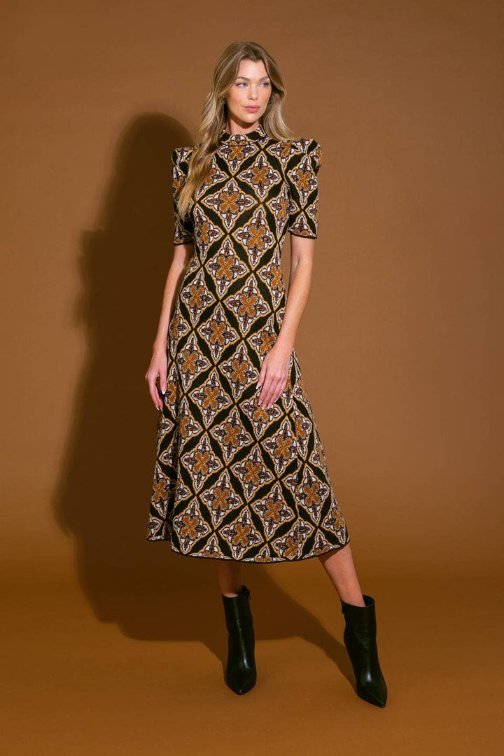 A jacquard sweater midi dress - ISW5263: Black / Contemporary / S
