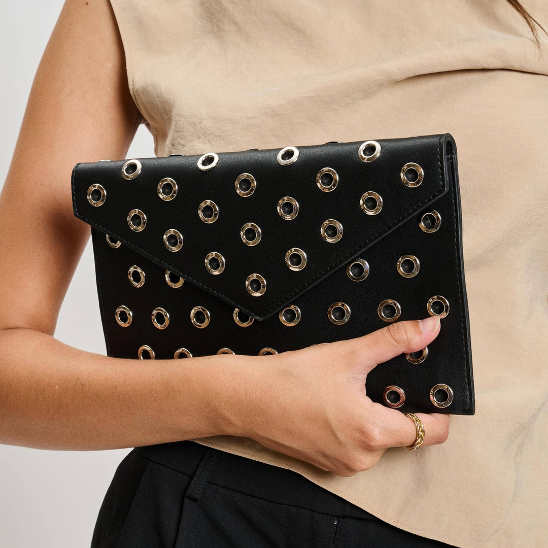RAMONA GROMET CROSSBODY BAG - BLACK