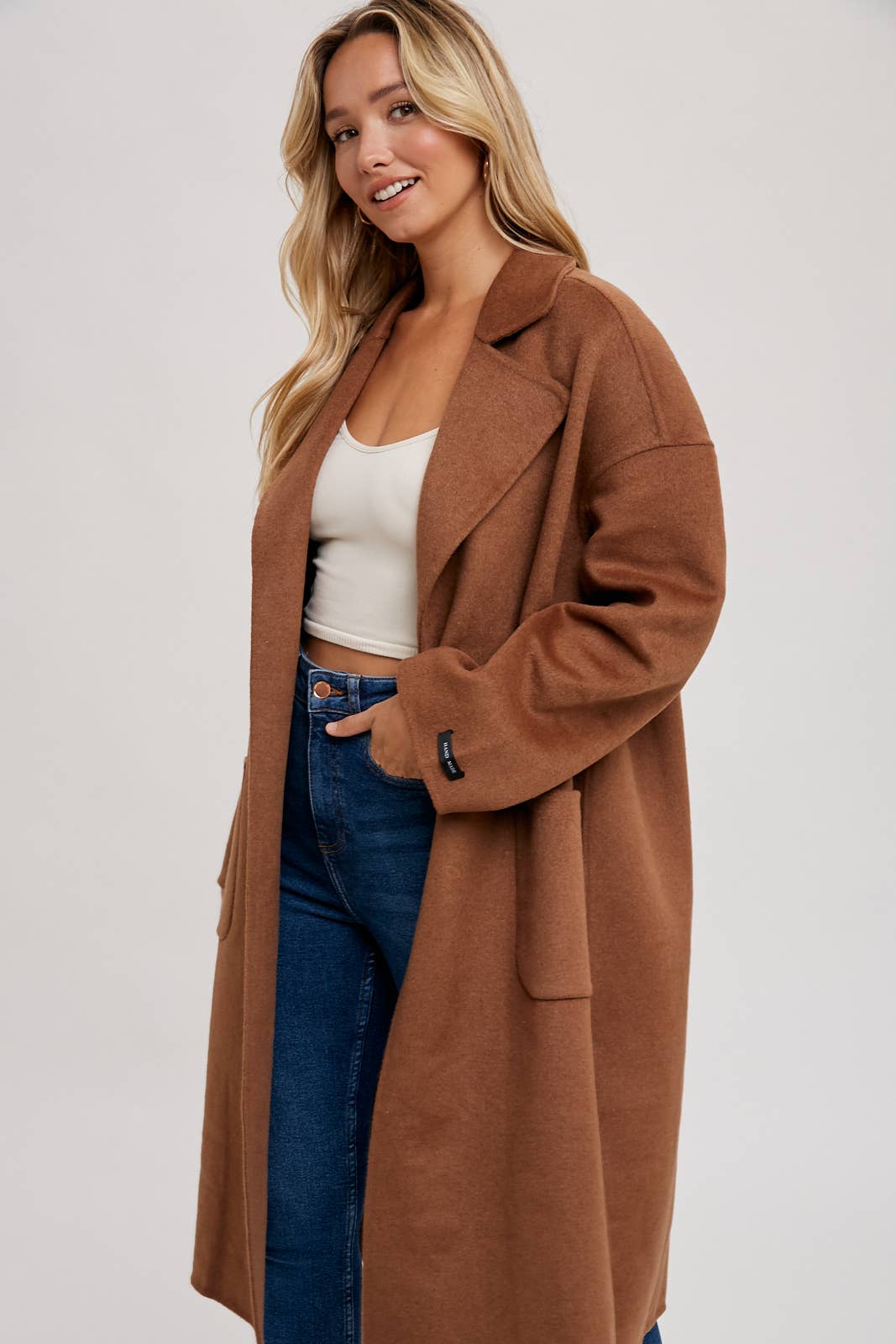 HANDMADE BELTED LONGLINE COAT - CAMEL