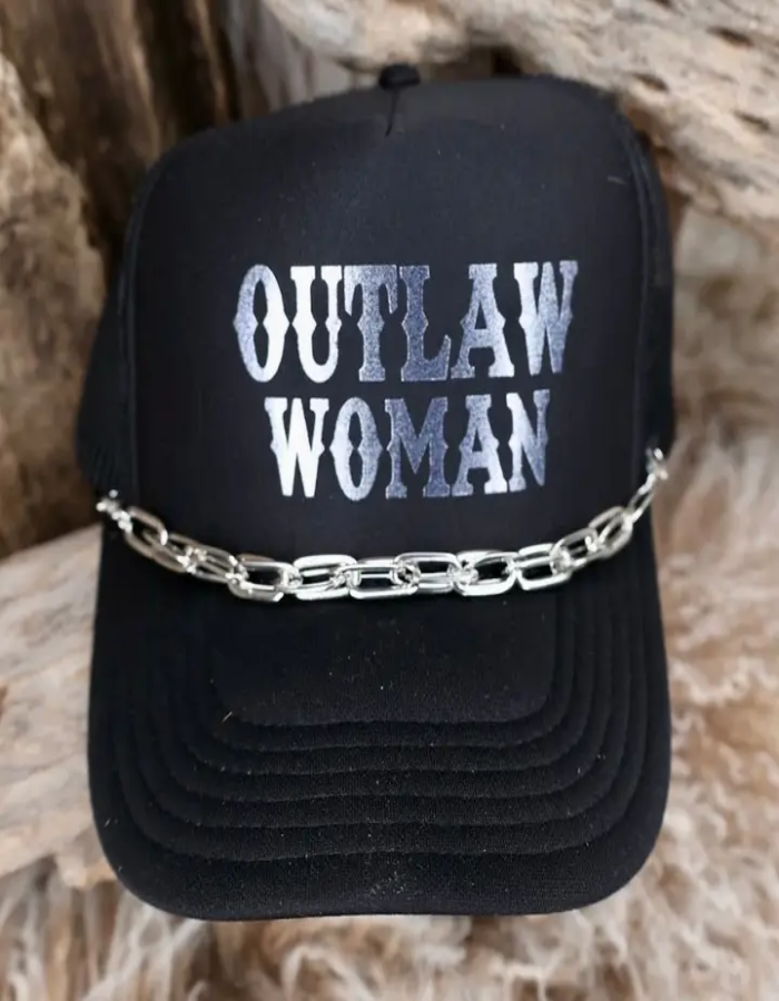 OUTLAW WOMAN TRUCKER HAT - BLACK