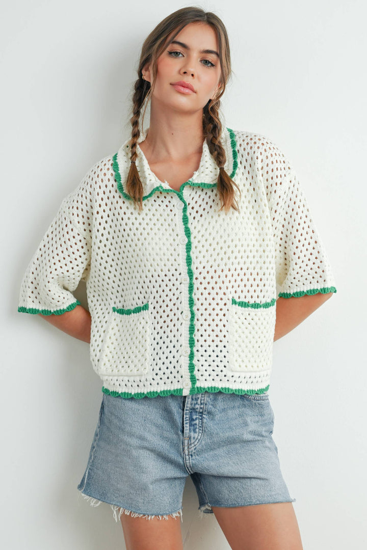URBAN VIBE CROCHET SWEATER TOP - IVORY