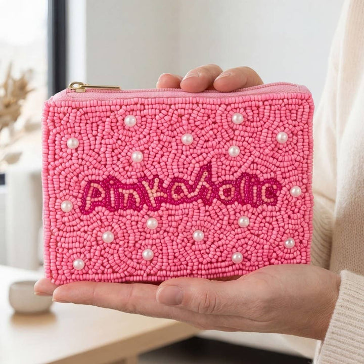 PINKAHOLIC SEED BEAD COIN PURSE - PINK