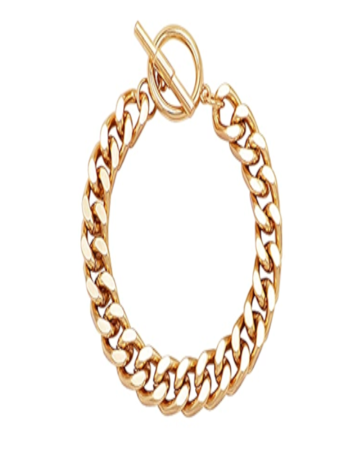 CHAIN LINK BRACELET WITH TOGGLE CLASP - GOLD