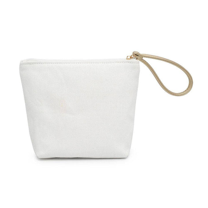 Printed Canvas Wristlet Cosmetic Make Up Bag Pouch: But First