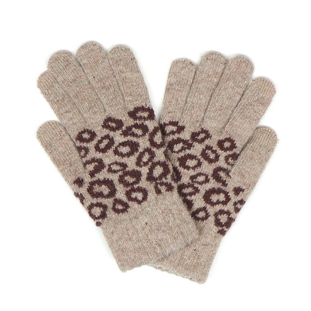 LEOPARD PRINT GLOVES - BEIGE