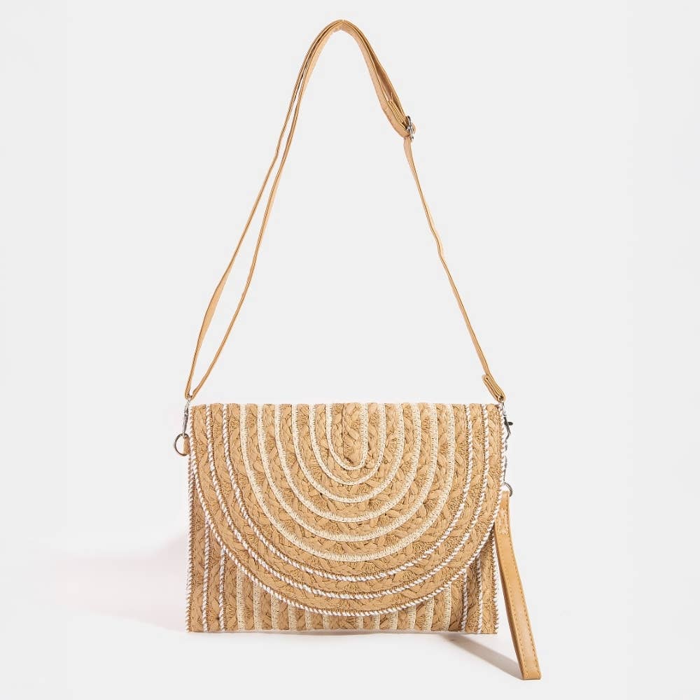 BRAIDED ENVELOPE STRAW CLUTCH