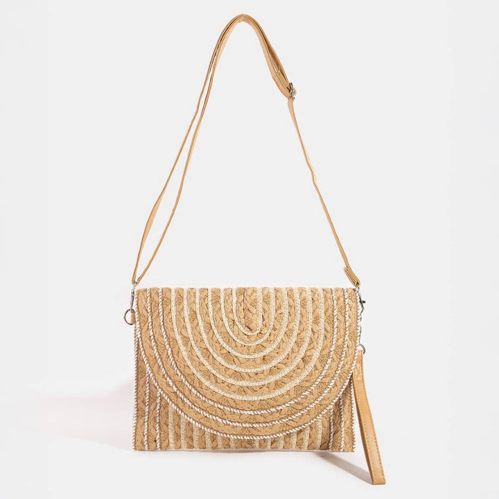 BRAIDED ENVELOPE STRAW CLUTCH