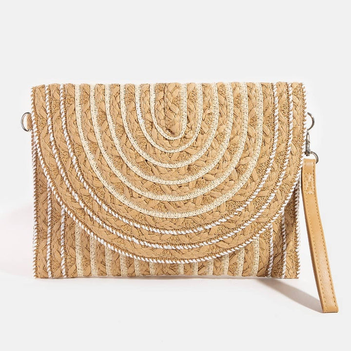 BRAIDED ENVELOPE STRAW CLUTCH