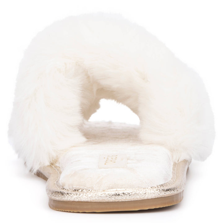 TORGEIS VALENTINA FURRY SLIDE SLIPPERS - WHITE