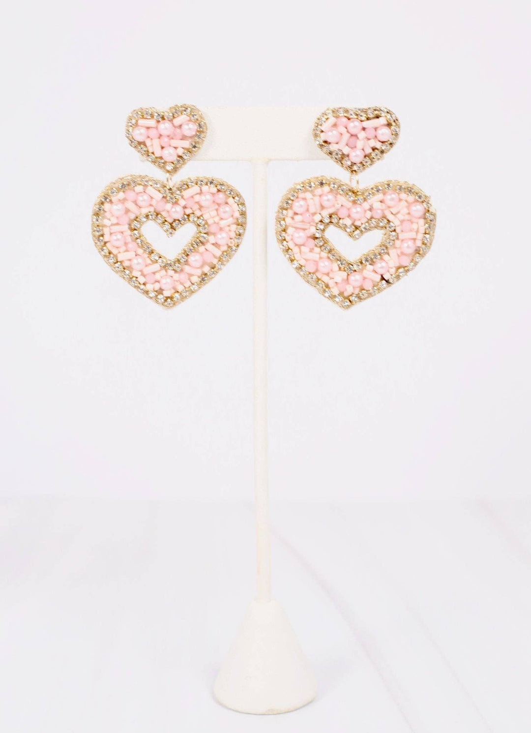 SULLIVAN HEART EMBELLISHED EARRINGS - BLUSH