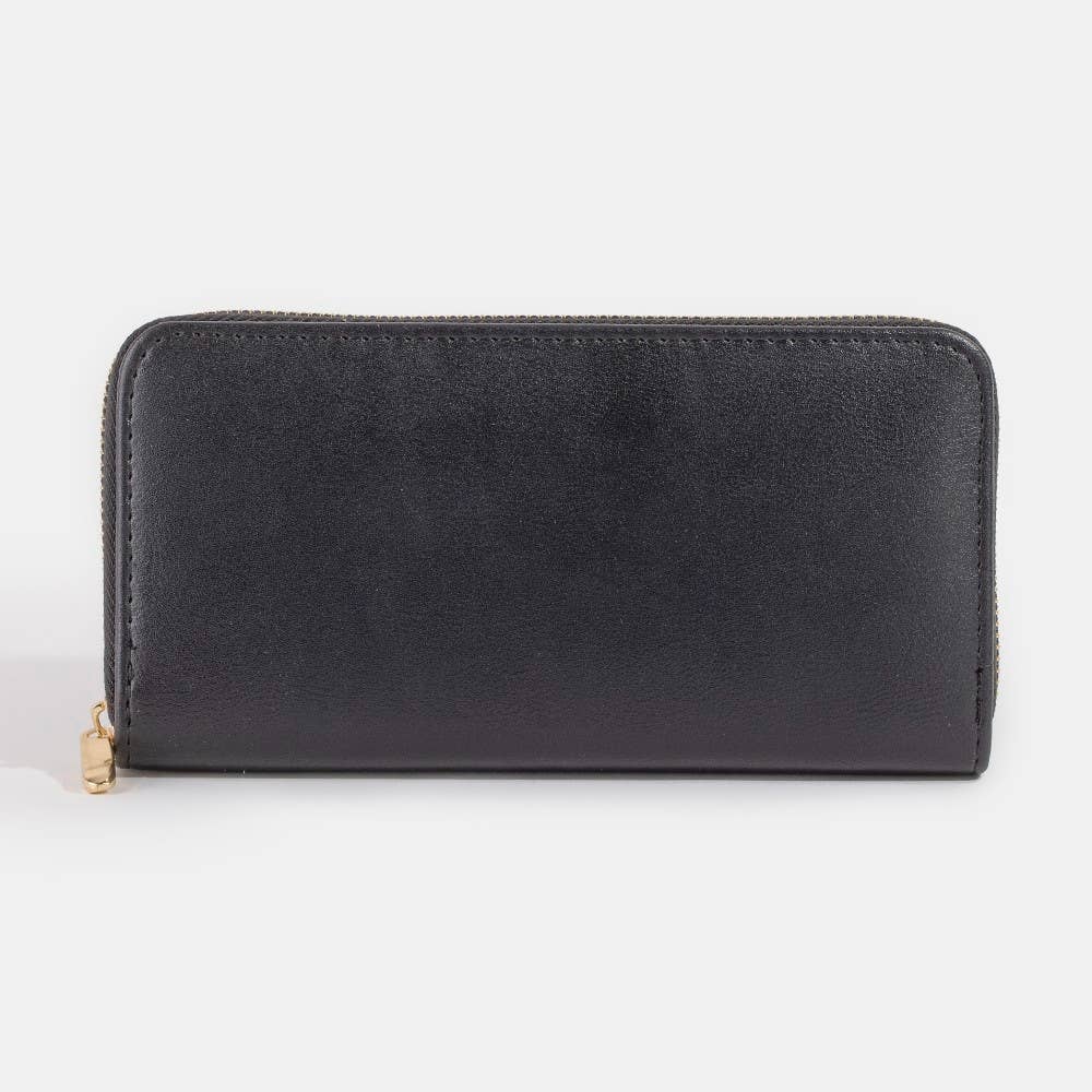 RECTANGULAR VEGAN LEATHER ZIP AROUND WALLET