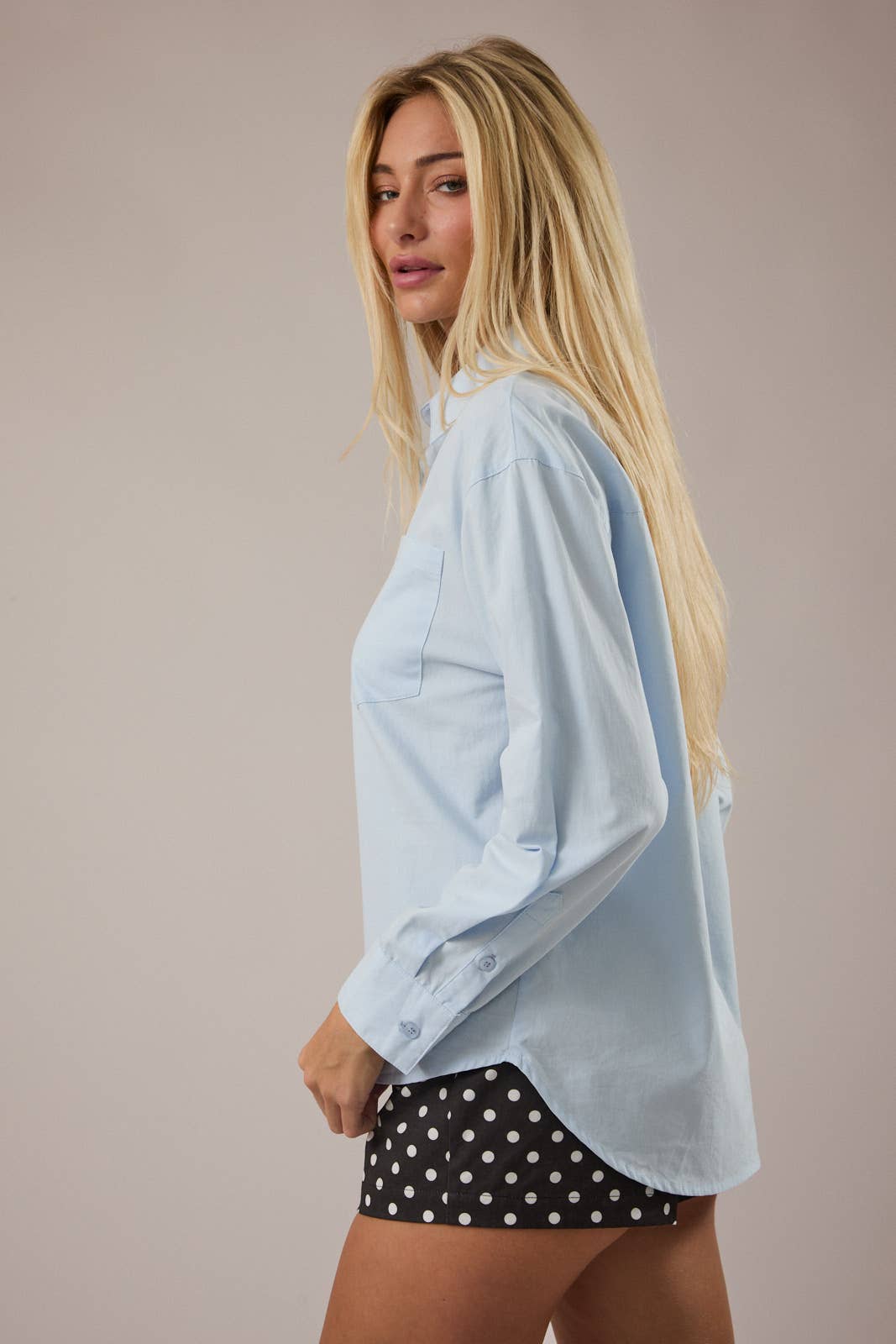 COTTON BUTTON DOWN SHIRT - BLUE