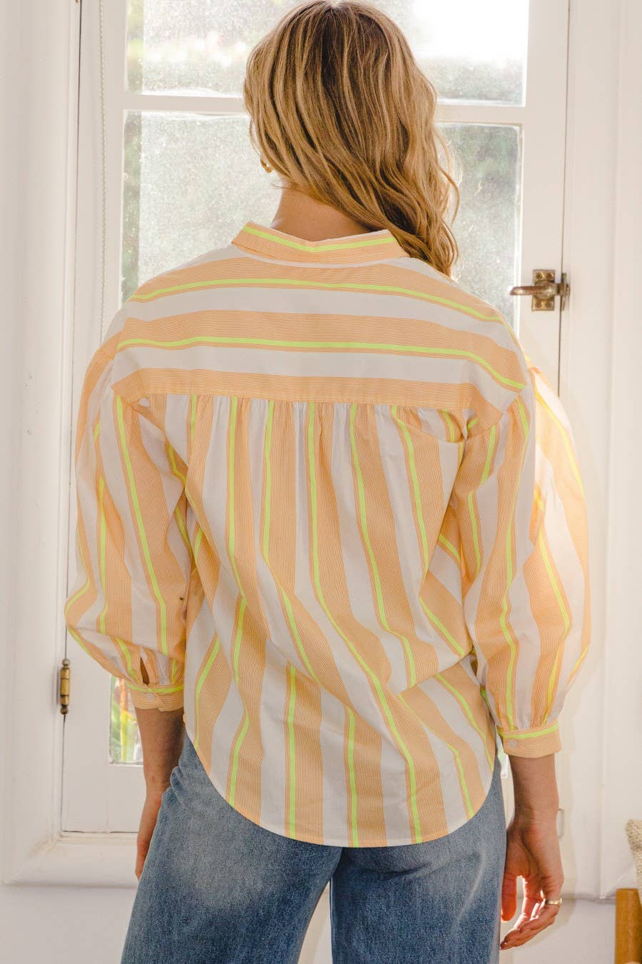 MULTI COLOR STRIPED SHIRT - ORANGE