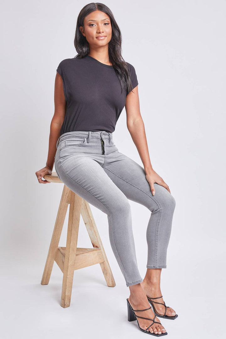 CURVY FIT HIGH RISE SKINNY JEANS - GREY