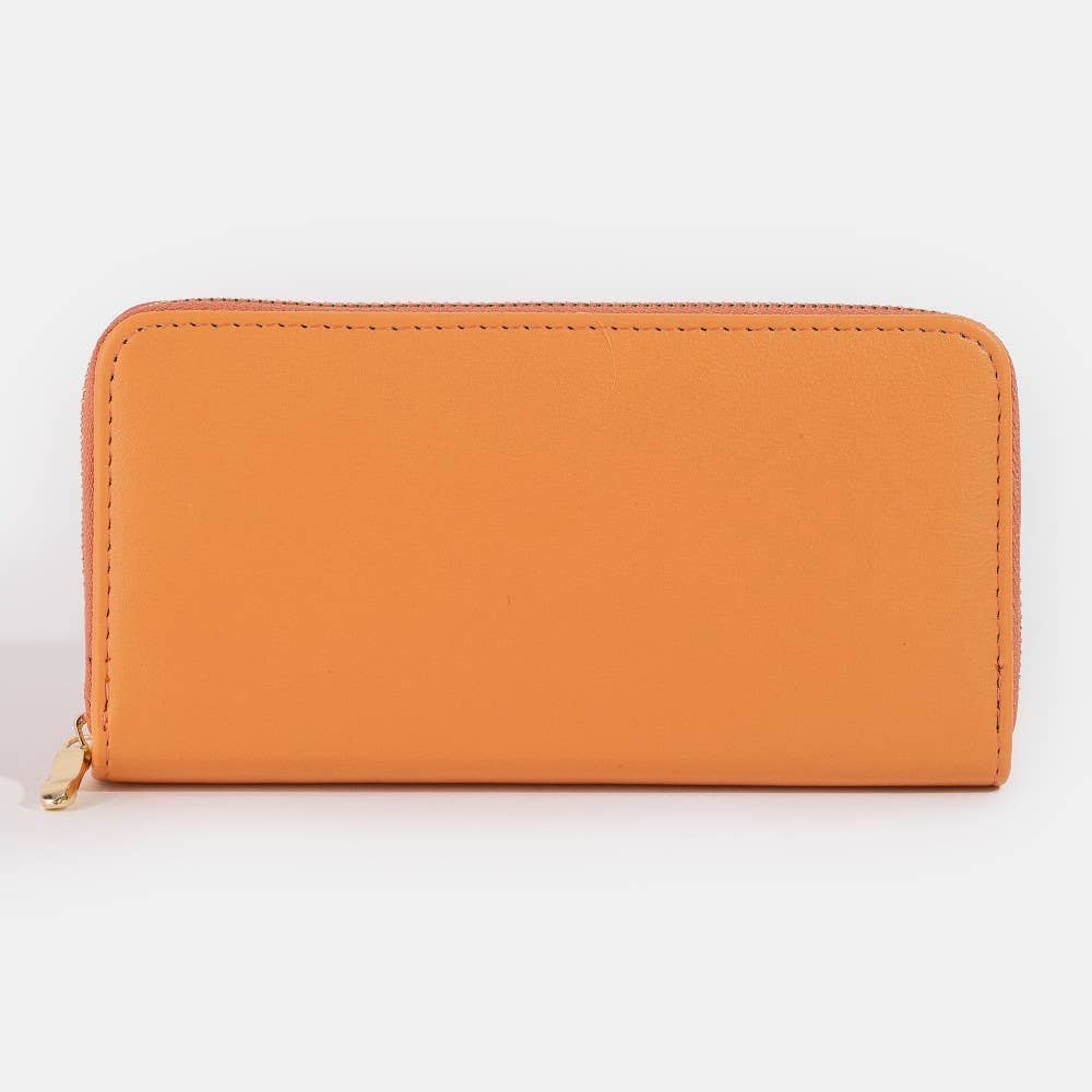 RECTANGULAR VEGAN LEATHER ZIP AROUND WALLET