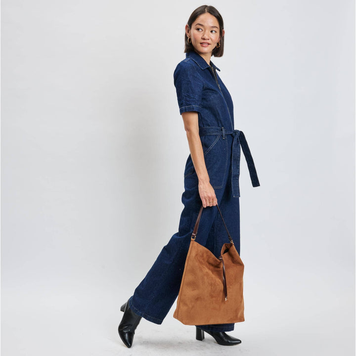 FELICITY HOBO VEGAN SUEDE BUCKET BAG - COGNAC