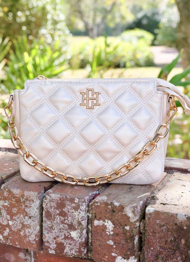 JACE QUILTED VEGAN CROSSBODY - PEARL