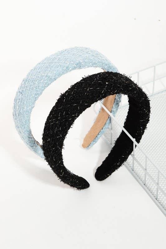 TWEED WOVEN HEADBAND - BLACK