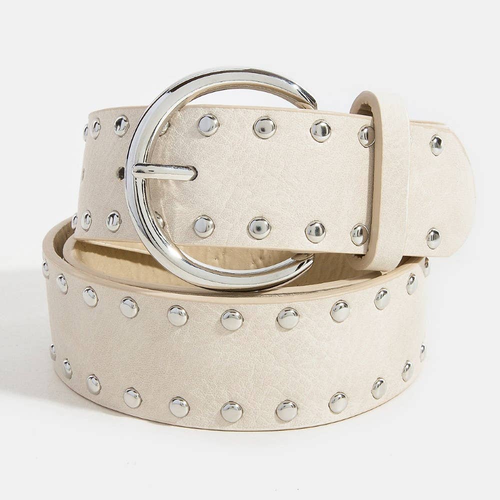 METALLIC STUDDED VEGAN LEATHER BELT
