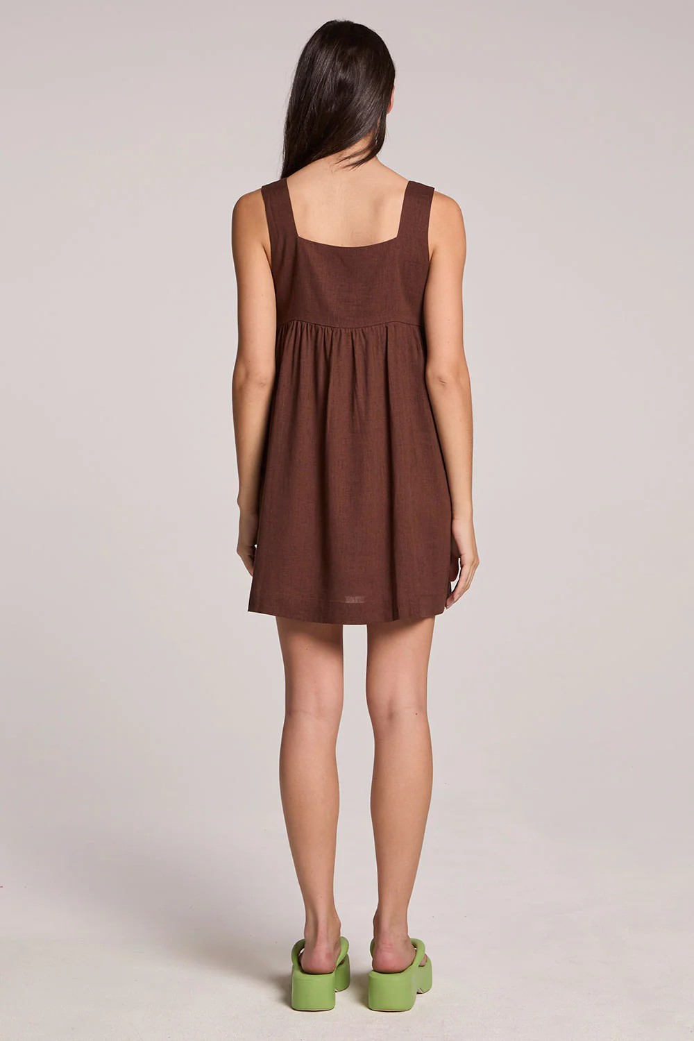 EARETTA MINI BABYDOLL DRESS - KAHLUA