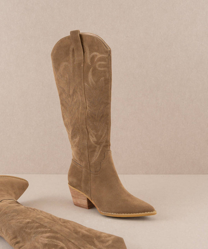 THE SAMARA EMBROIDERED WESTERN TALL BOOT - BROWN