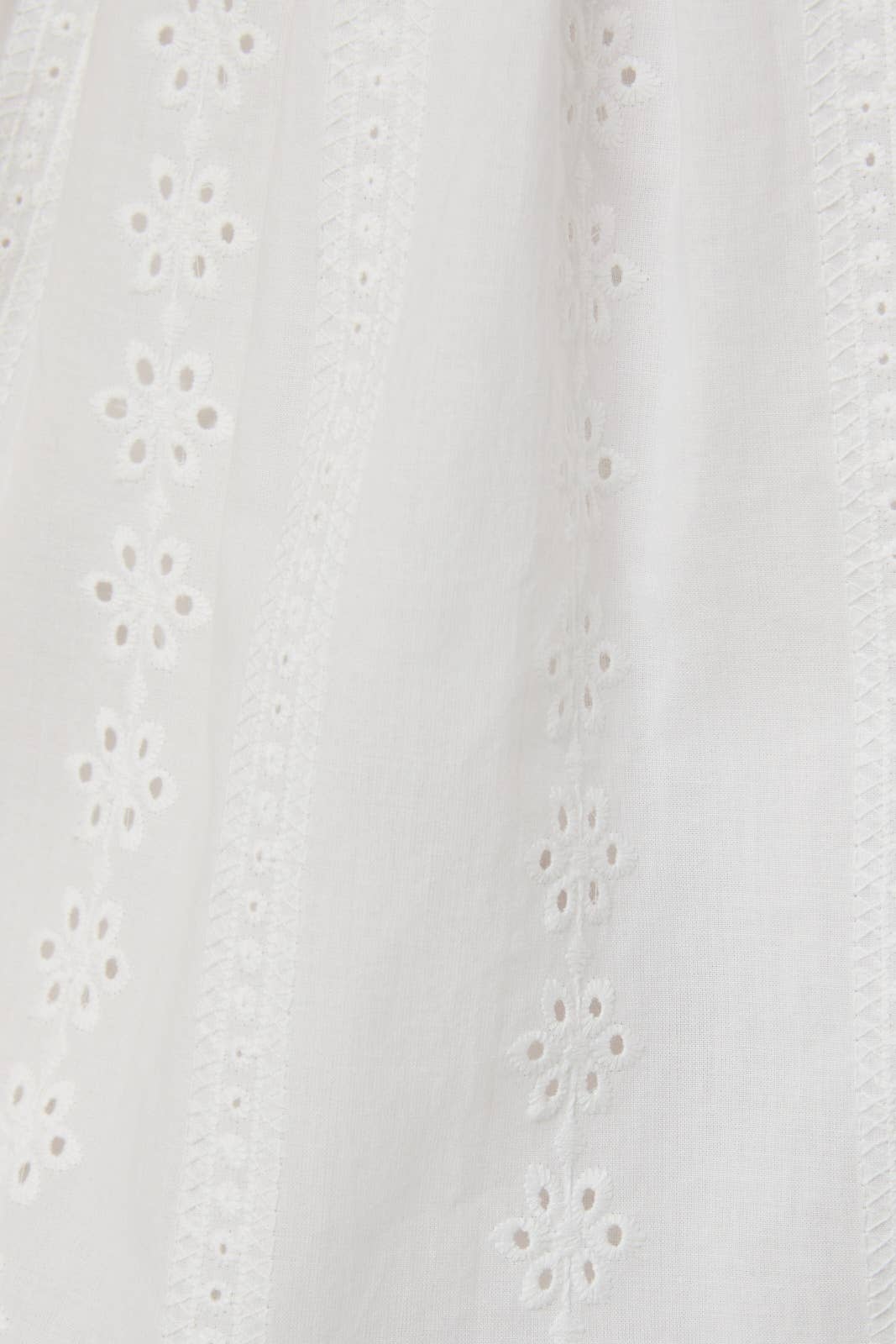 BUTTON DOWN FIT + FLARE EYELET MIDI DRESS - WHITE