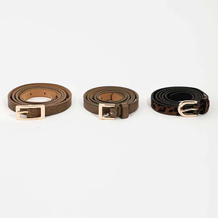 VEGAN LEATHER SKINNY BELT