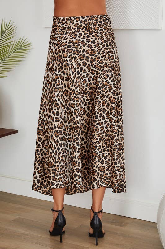 LEOPARD PRINT SATIN MAXI SKIRT