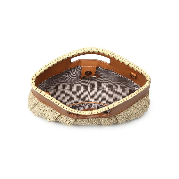 VALENTINA WOVEN + VEGAN LEATHER CROSSBODY - TAN + CAMEL