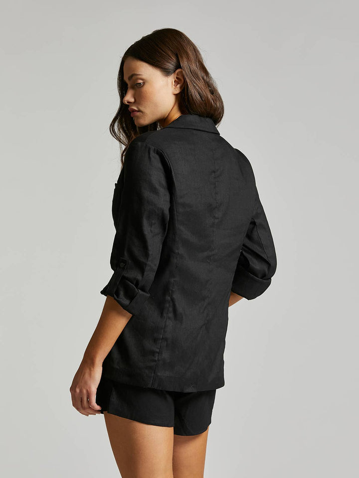 MARGO LINEN BLAZER - MIDNIGHT