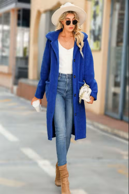 SHERPA LONG COAT - ROYAL BLUE