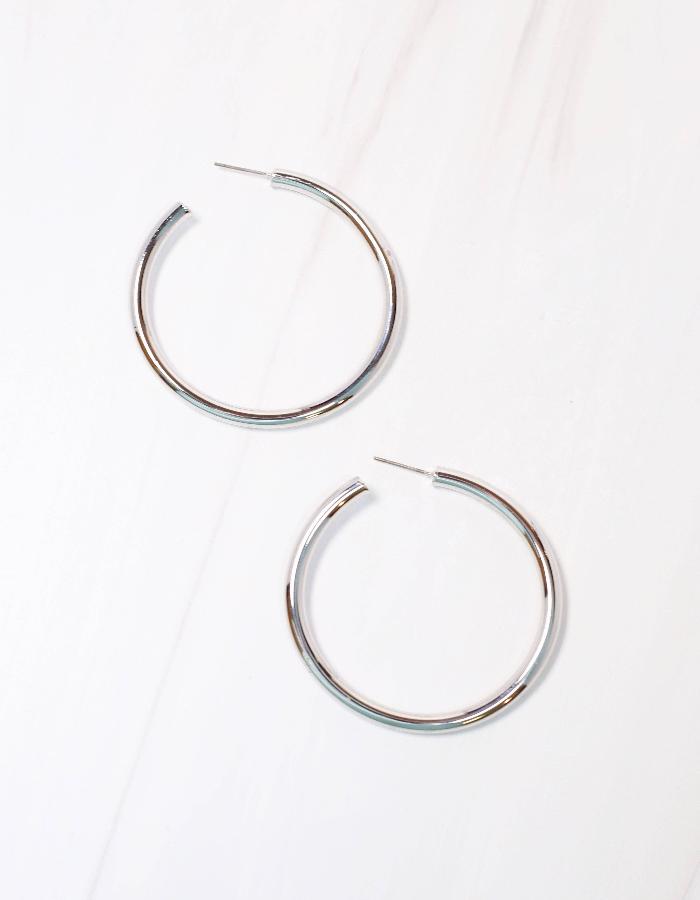 ARDEN SATIN HOOPS - SILVER