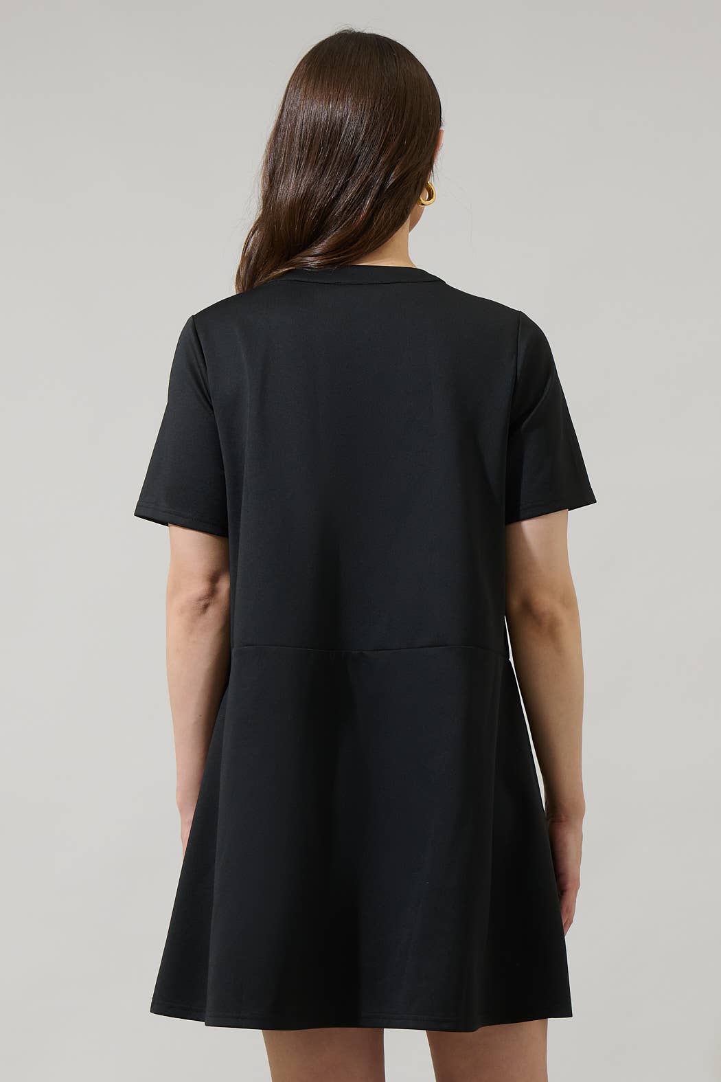 MILIANA BUTTON FRONT MINI SHIFT DRESS - BLACK