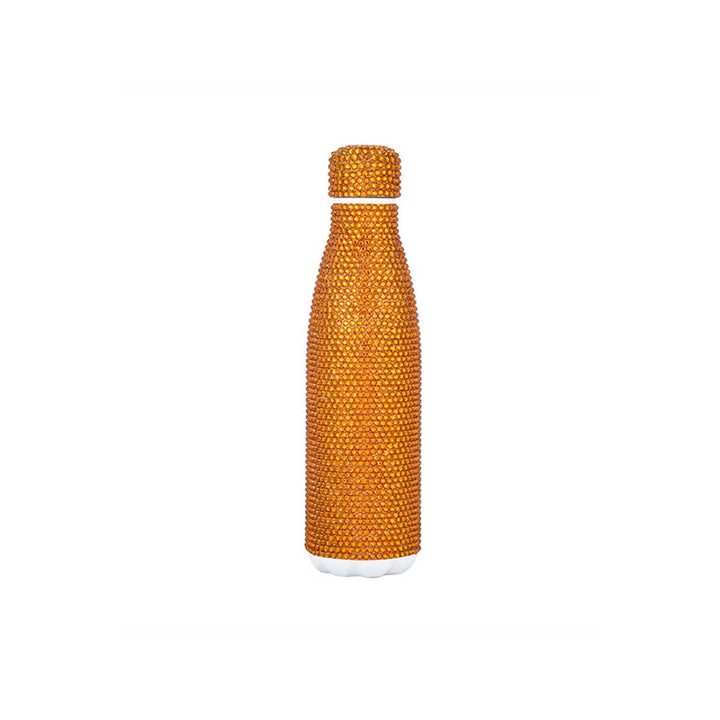 PAVE CRYSTAL RHINESTONE STAINLESS STEEL WATER BOTTLE - ORANGE