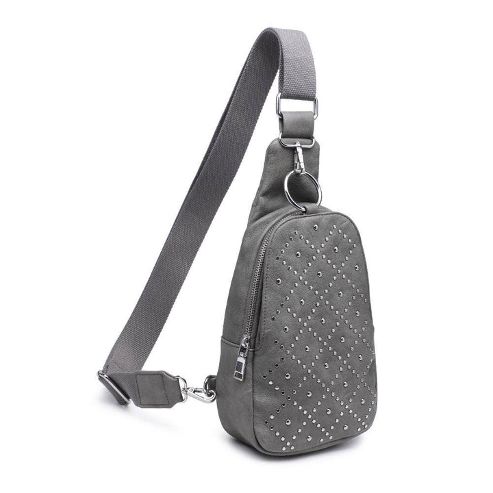REGINA STUDDED VEGAN LEATHER SLING BACKPACK