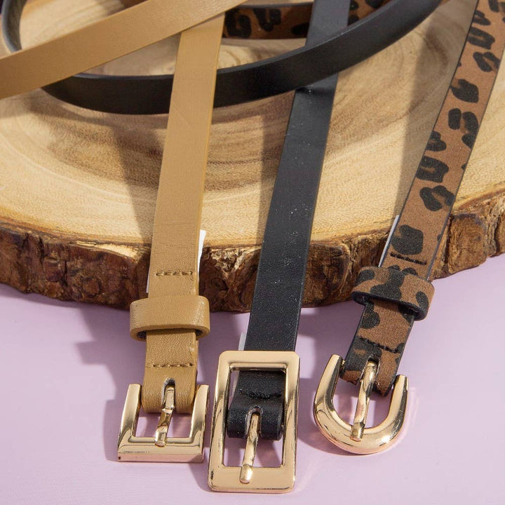 VEGAN LEATHER SKINNY BELT
