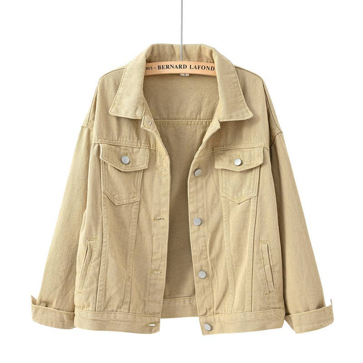 CROPPED DENIM TRUCKER JACKET - KHAKI