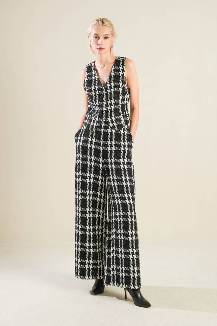 WOVEN TWEED VEST - BLACK + WHITE