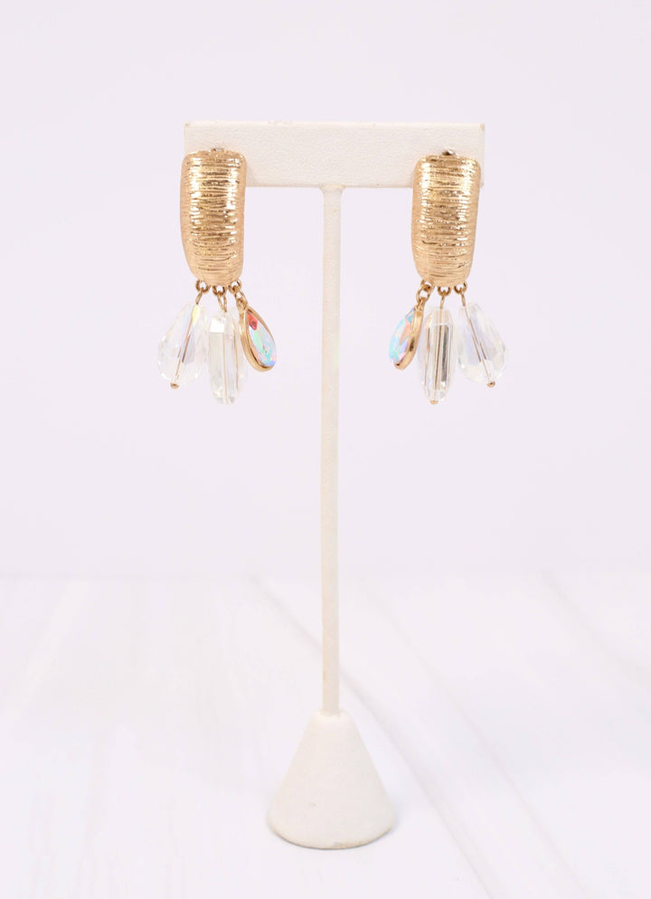 SUNBRIDGE JEWELED DROP HOOP EARRINGS - GOLD