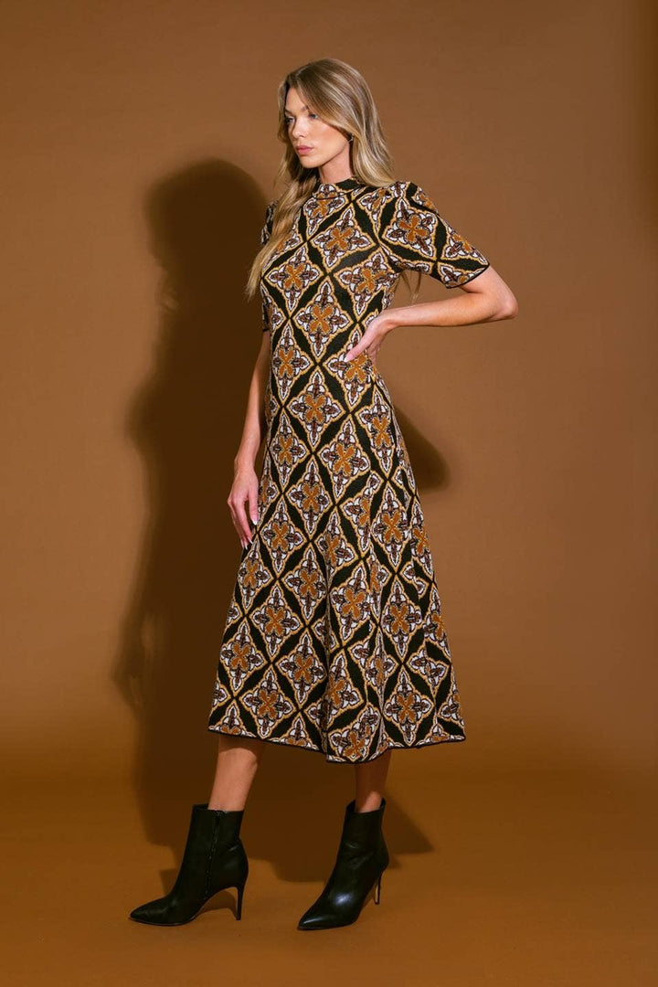 A jacquard sweater midi dress - ISW5263: Black / Contemporary / S