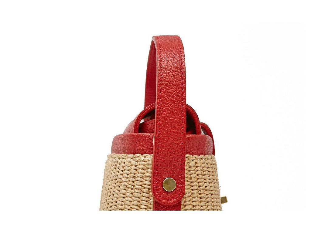 GENUINE ITALIAN LEATHER + RATTAN TOP HANDLE BAG
